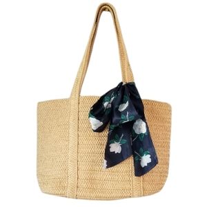 NWOT Draper James Straw Bag Floral Ribbon Accent
